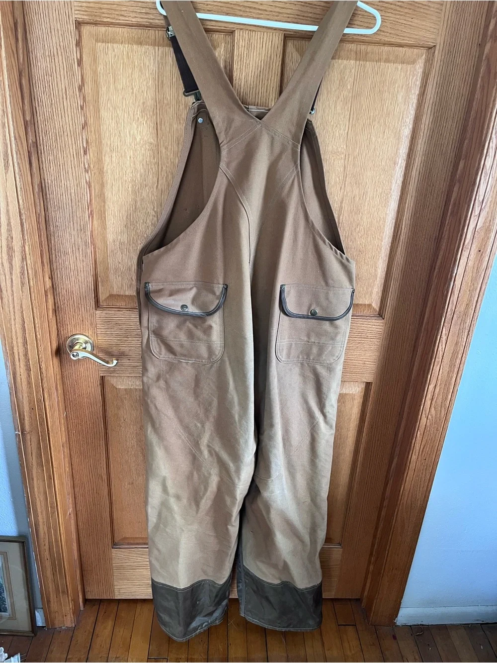 Carhartt Tan and Dark Brown Insulated Duck Bib Overalls